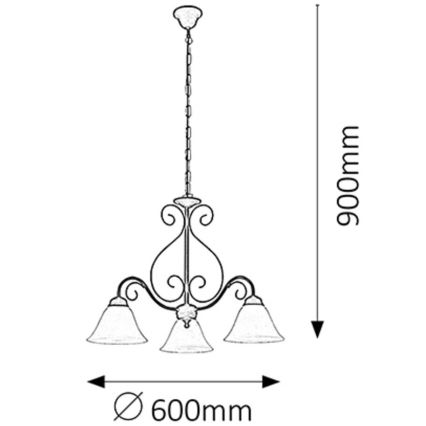 Rabalux 7813 - Luster na reťazi ATHEN 3xE14/40W/230V