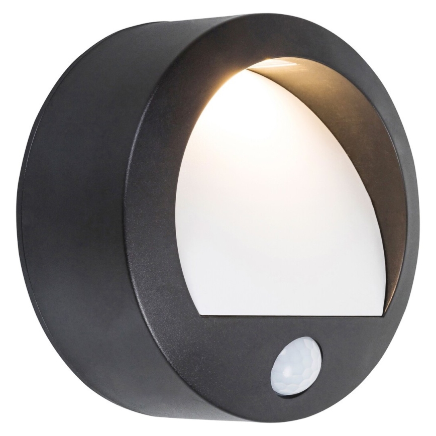 LED Vonkajšie nástenné svietidlo so senzorom LED/1,5W/3xAA IP44 čierna