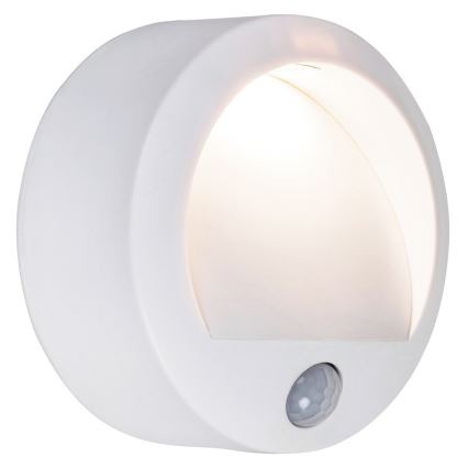 LED Vonkajšie nástenné svietidlo so senzorom LED/1,5W/3xAA IP44 biela