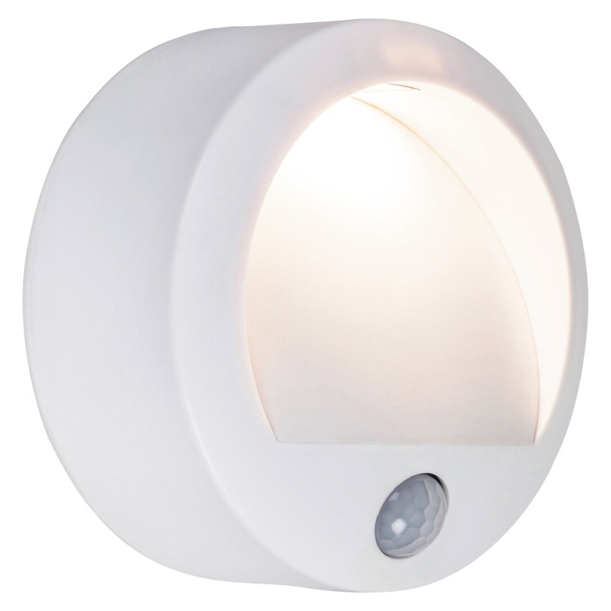 LED Vonkajšie nástenné svietidlo so senzorom LED/1,5W/3xAA IP44 biela