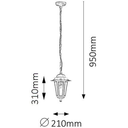 Rabalux 8207 - Vonkajšie luster VELENCE 1xE27/60W/230V