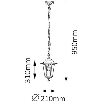 Rabalux 8208 - Vonkajší luster VELENCE 1xE27/60W/230V