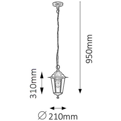 Rabalux 8238 - Vonkajší luster VELENCE 1xE27/60W/230V