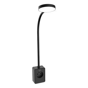 Rabalux - LED Stmievateľná nástenná lampa LED/4W/230V s USB portom do zásuvky 3000/4000/6000K čierna