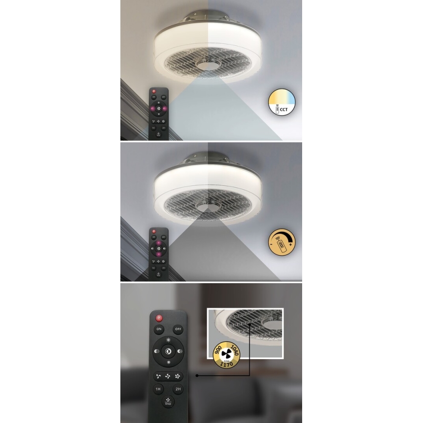 Rabalux - LED Stmievateľné stropné svietidlo s ventilátorom LED/30W/230V 3000-6000K + diaľkové ovládanie