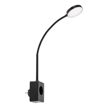 Rabalux - stmievateľná nástenná LED lampa LED/4W/230V so zásuvkovým USB portom 3000/4000/6000K čierna