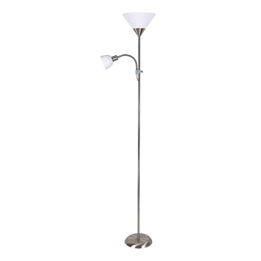 Rabalux - Stojacia lampa 1xE27/100W+E14/25W matný chróm/biela