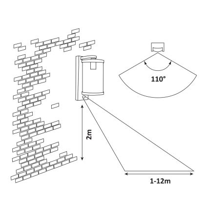 Rabalux - Vonkajšie nástenné svietidlo so senzorom 1xE27/60W/230V IP44