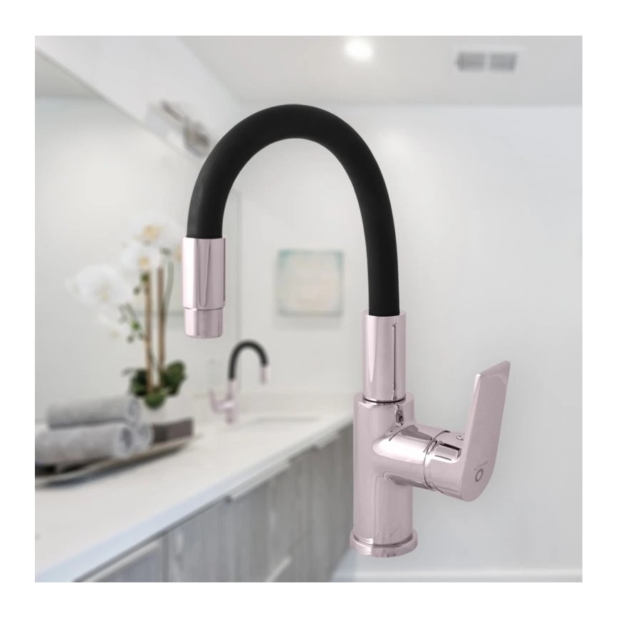 RAV Slezák CO119.0/15 - Drezová batéria s flexibilným ramenom COLORADO 25 cm čierna/lesklý chróm