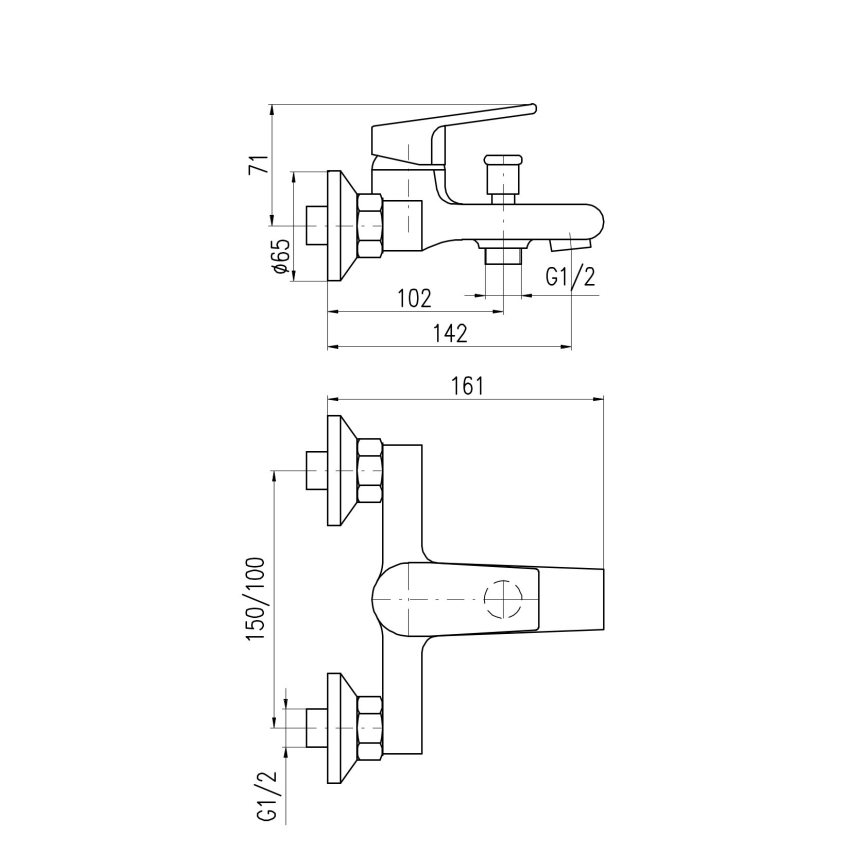 RAV Slezák CO154.5 - Vaňová batéria COLORADO, lesklý chróm