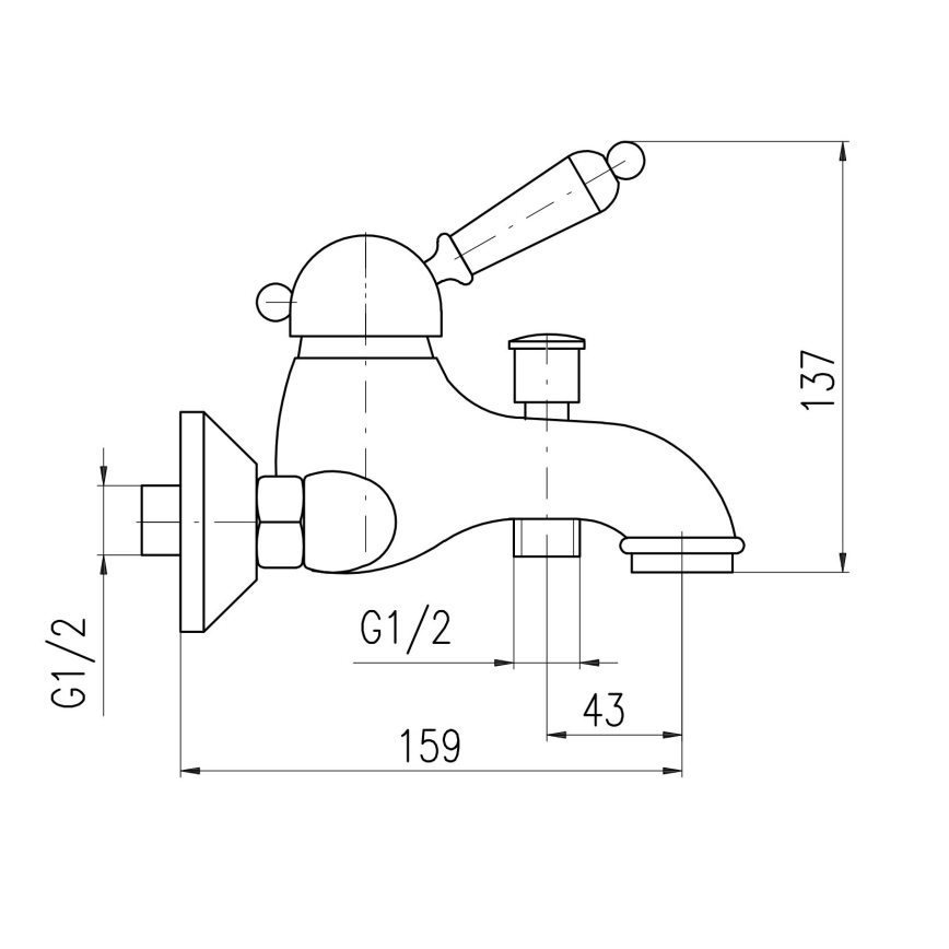 RAV Slezák L554.5SM - Vaňová batéria LABE RETRO 13,7 cm stará mosadz