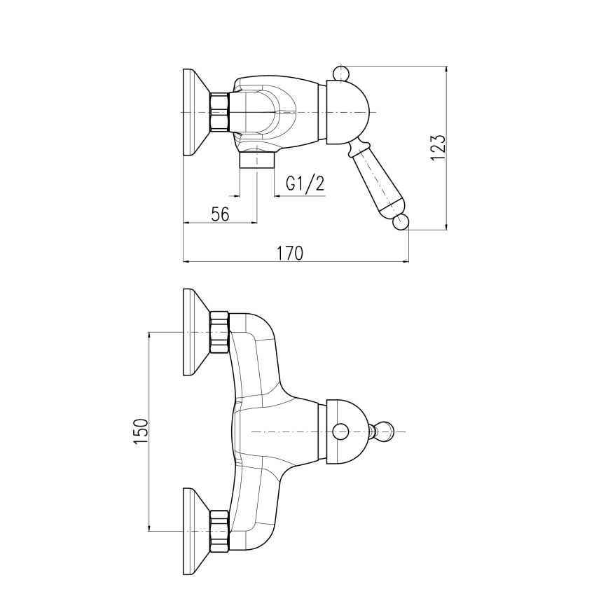 RAV Slezák L581.5CMAT - Sprchová batéria LABE RETRO 12,3 cm matná čierna