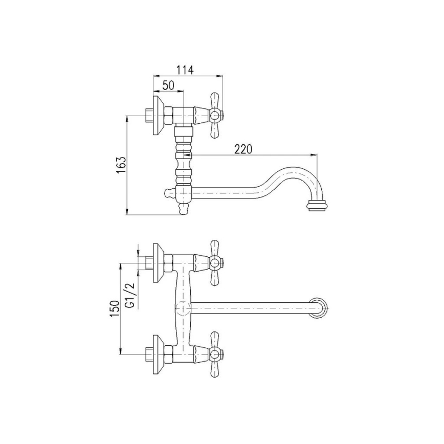 RAV Slezák MK101.5/29SM - Umývadlová/drezová batéria MORAVA RETRO 16,3 cm, stará mosadz