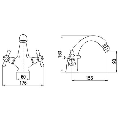 RAV Slezák MK143.0SM - Bidetová batéria + výpusť MORAVA RETRO 16 cm stará mosadz