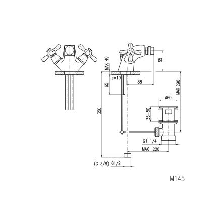 RAV Slezák MK145.0 - Bidetová batéria + výpusť MORAVA 6,5 cm lesklý chróm