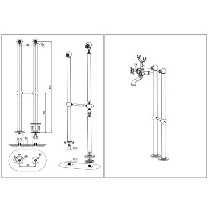 RAV Slezák MK150.5/2CMATSM - Vaňová sada s batériou MORAVA RETRO čierna/mosadz