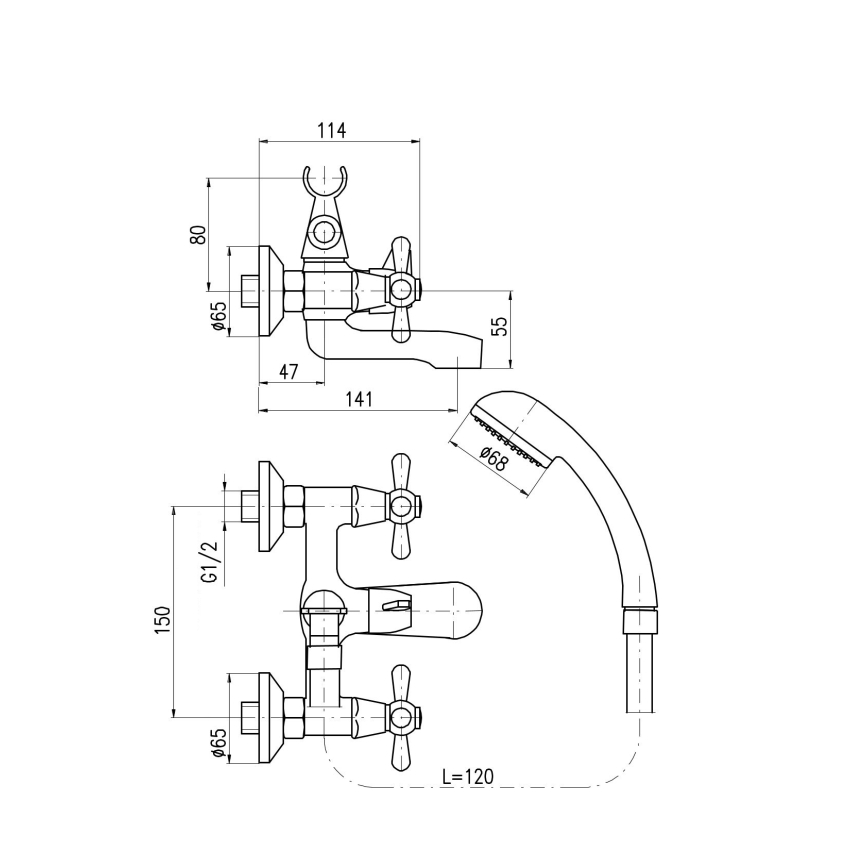 RAV Slezák MK154.5/1 - Vaňová súprava s batériou MORAVA, lesklý chróm