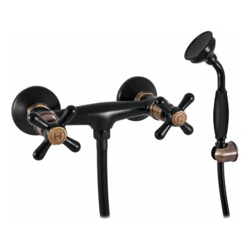 RAV Slezák MK180.5/1CMATSM - Sprchová súprava s batériou MORAVA RETRO čierna/mosadz