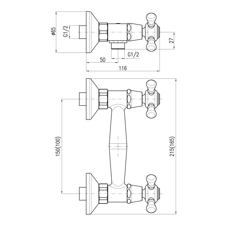 RAV Slezák MK180.5SM - Sprchová batéria MORAVA RETRO stará mosadz