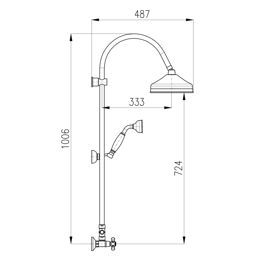 RAV Slezák MK181.5/3SM - Sprchová súprava s batériou MORAVA RETRO stará mosadz