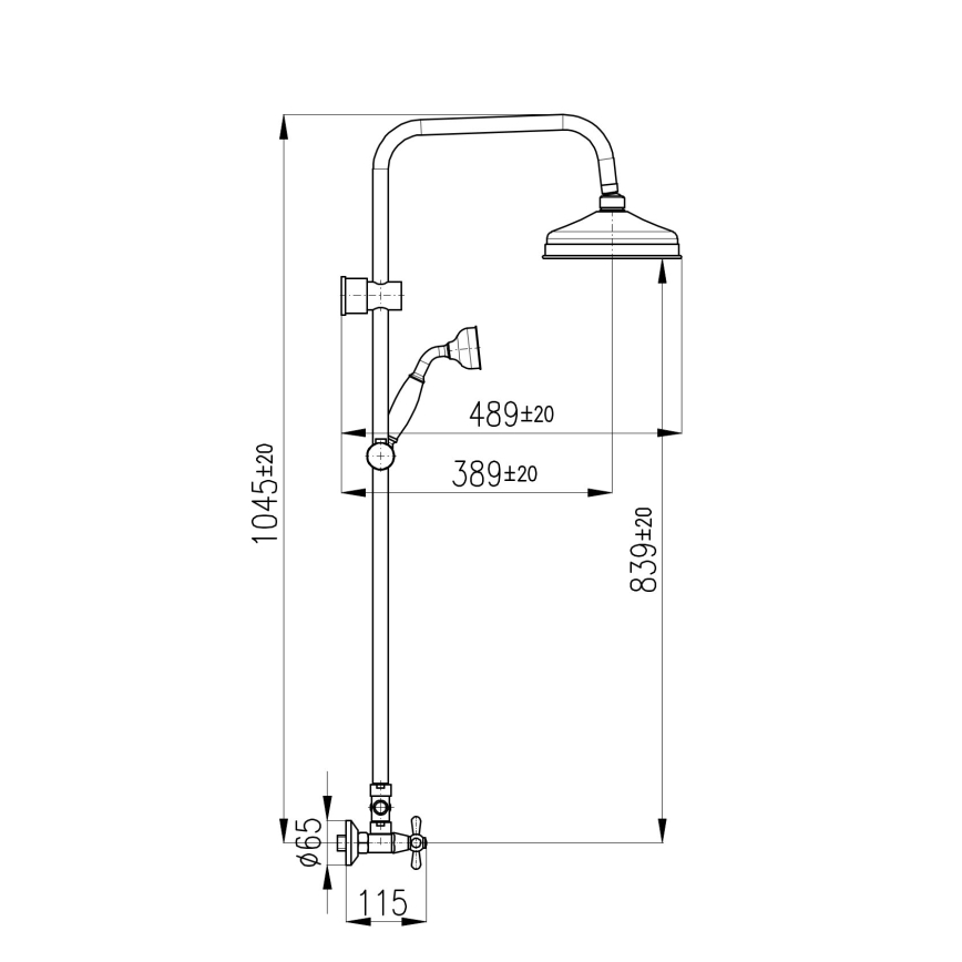 RAV Slezák MK181.5/7CMATSM - Sprchová súprava s batériou MORAVA RETRO čierna/mosadz