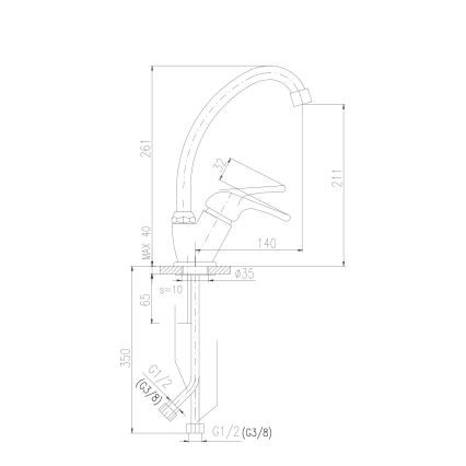 RAV Slezák SA006.0/1 - Drezová batéria SAZAVA 26,1 cm lesklý chróm