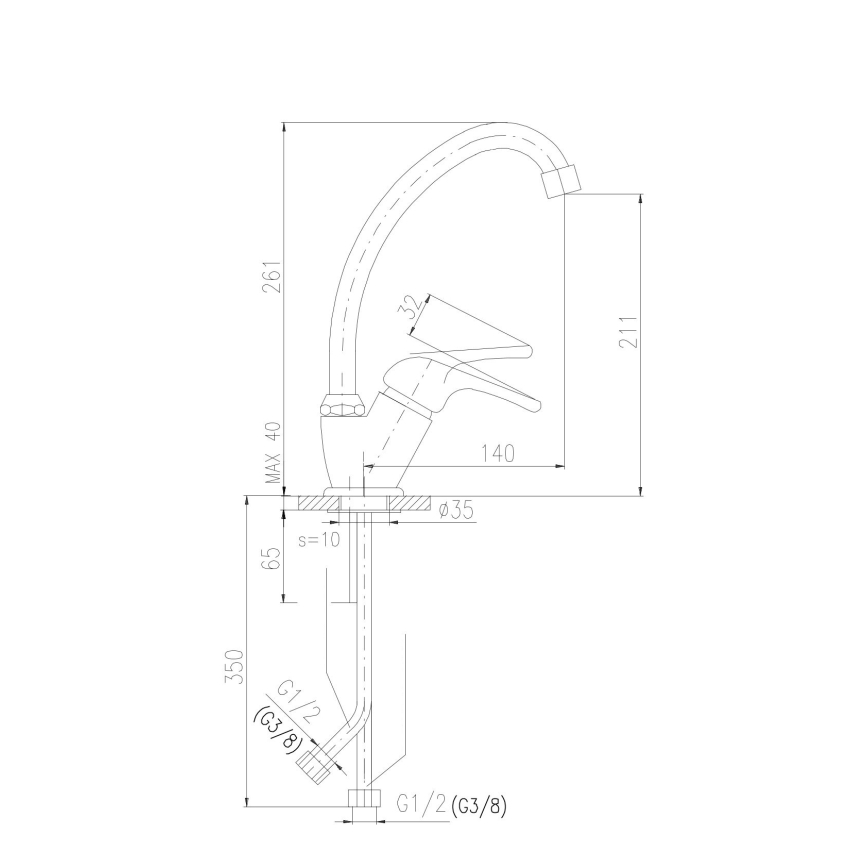 RAV Slezák SA006.0/1 - Drezová batéria SAZAVA 26,1 cm lesklý chróm