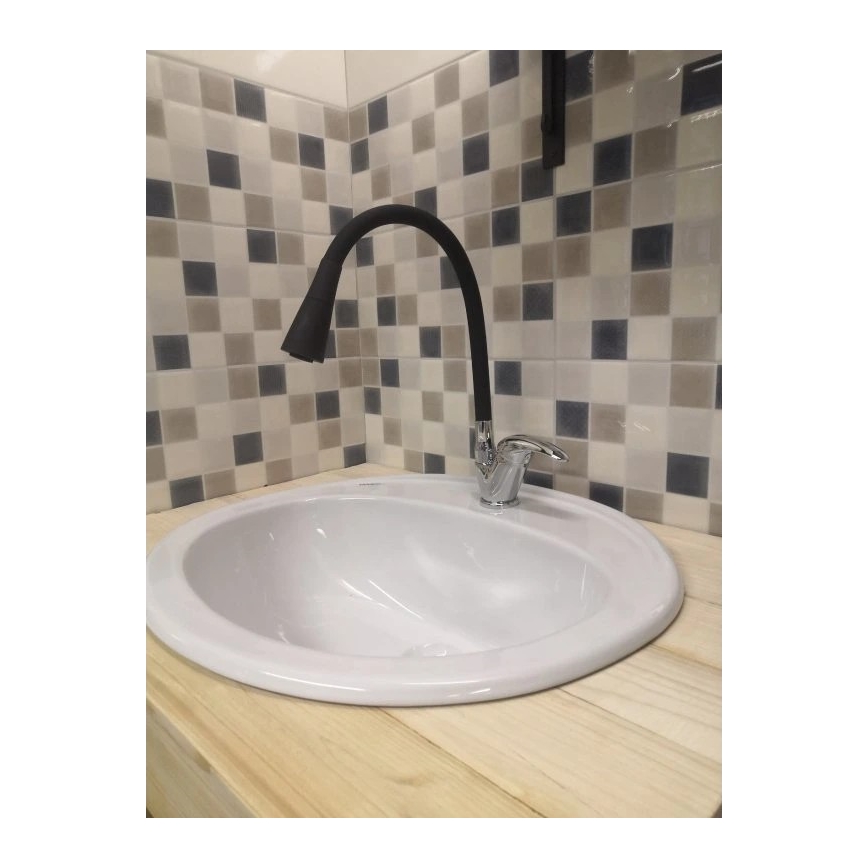 RAV Slezák SA006.0/13 - Drezová batéria s flexibilným ramienkom SAZAVA 35,6 cm čierna/lesklý chróm