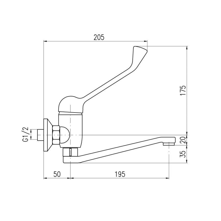 RAV Slezák SA601.5/26 - Umývadlová batéria s lekárskou pákou SAZAVA 23 cm lesklý chróm