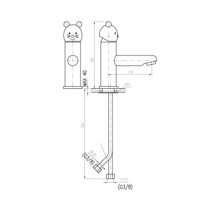 RAV Slezák SE326.0 - Umývadlová batéria JUNIOR 18,2 cm červená/modrá