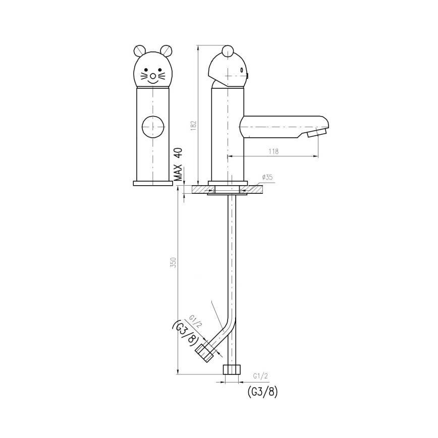RAV Slezák SE326.0 - Umývadlová batéria JUNIOR 18,2 cm červená/modrá