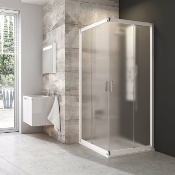 Ravak 1LV40100ZG - Štvordielny rohový sprchovací kút BLIX 80x80 cm biely