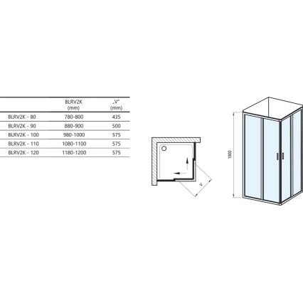 Ravak 1XVG0C00Z1 - Sprchový kút BLIX 120x190 cm lesklý chróm