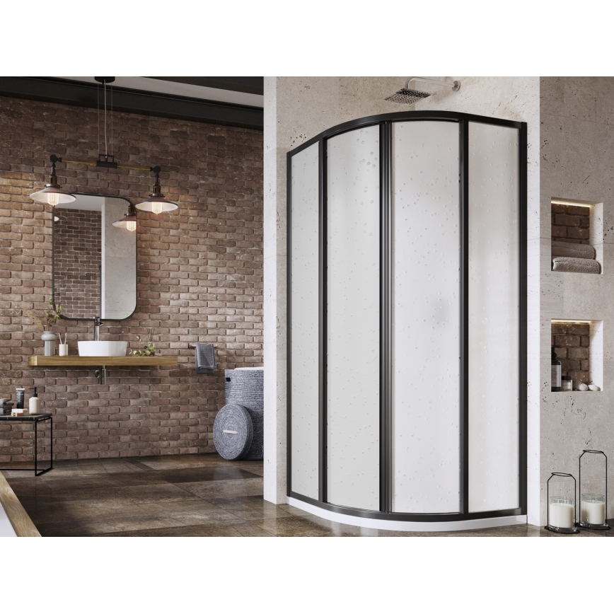 Ravak 3114O30211 - Štvordielny štvrťkruhový sprchový kút SUPERNOVA 80x80 cm čierny