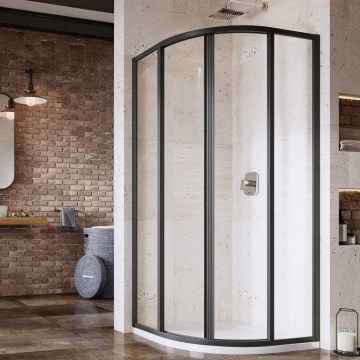 Ravak 3114O302Z1 - Štvordielny štvrťkruhový sprchový kút SUPERNOVA 80x80 cm čierny