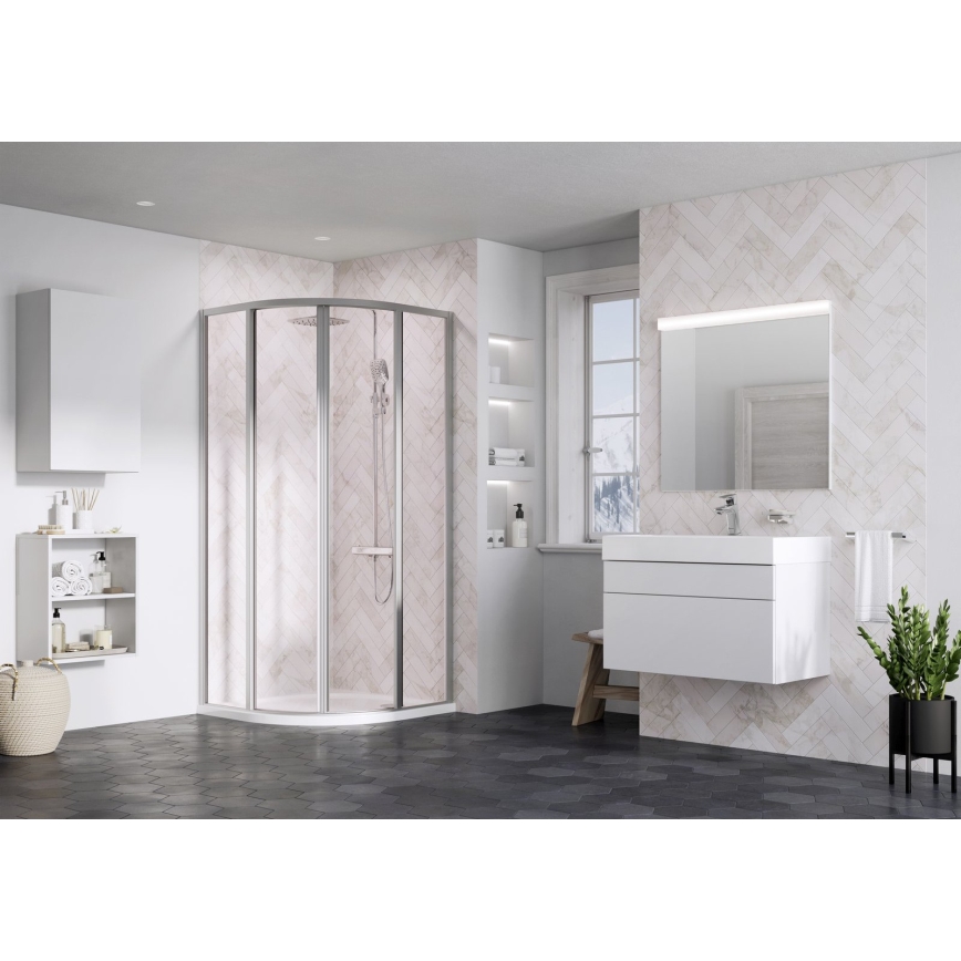 Ravak 3114OU02Z1 - Štvordielny štvrťkruhový sprchovací kút SUPERNOVA 80x80 cm satinovaný