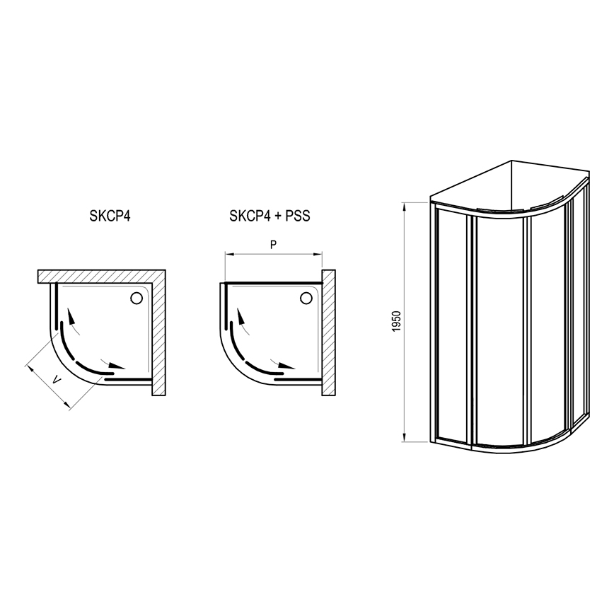 Ravak 3114OU02Z1 - Štvordielny štvrťkruhový sprchovací kút SUPERNOVA 80x80 cm satinovaný