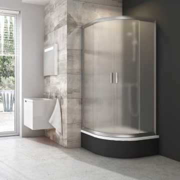 Ravak 3B240U40ZG - Sprchový kút štvordielny štvrťkruhový BLIX 80x80 cm satin
