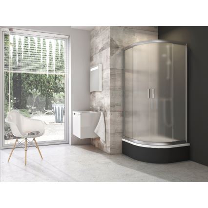 Ravak 3B240U40ZG - Sprchový kút štvordielny štvrťkruhový BLIX 80x80 cm satin