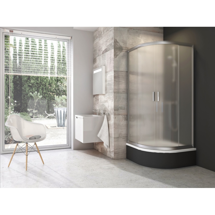 Ravak 3B240U40ZG - Sprchový kút štvordielny štvrťkruhový BLIX 80x80 cm satin