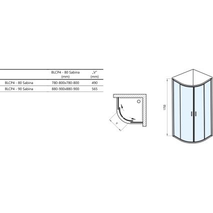 Ravak 3B240U40ZG - Sprchový kút štvordielny štvrťkruhový BLIX 80x80 cm satin