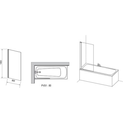Ravak 79840C00Z1 - Vaňová zástena 80x140 cm lesklý chróm