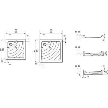Ravak A007701120 - Štvorcová sprchová vanička ANGELA 90x90 cm biela
