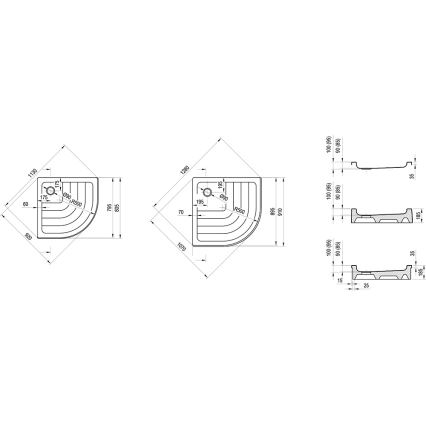Ravak A204001120 - Sprchová vanička štvrťkruhová RONDA 80x80 cm biela