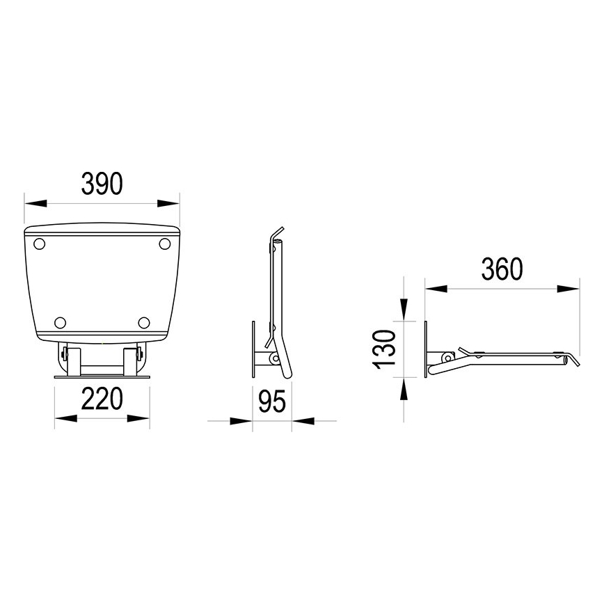 Ravak B8F0000052 - Sklopné sprchové sedátko OVO z nehrdzavejúcej ocele