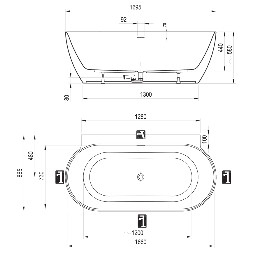 Ravak CC71200000 - Vaňa FREEDOM 170x87 cm akrylát/zelená