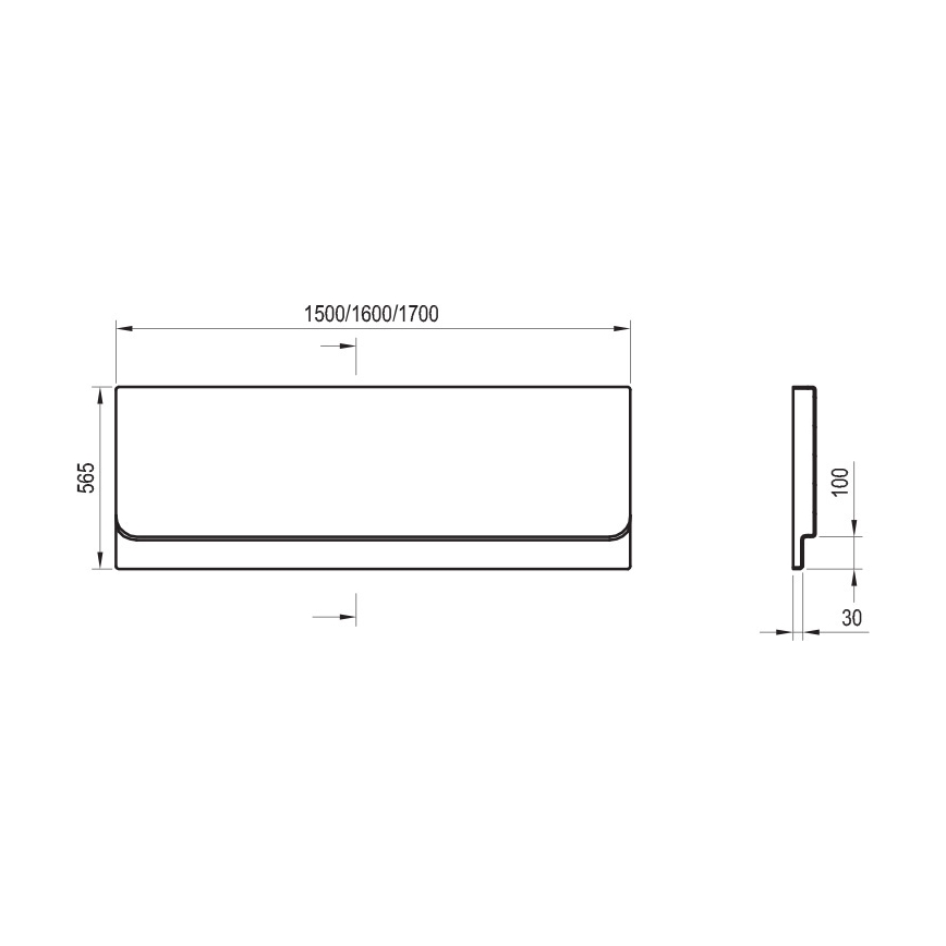 Ravak CZ74100A00 - Čelný panel k vani CHROME 170 cm akrylát/biela