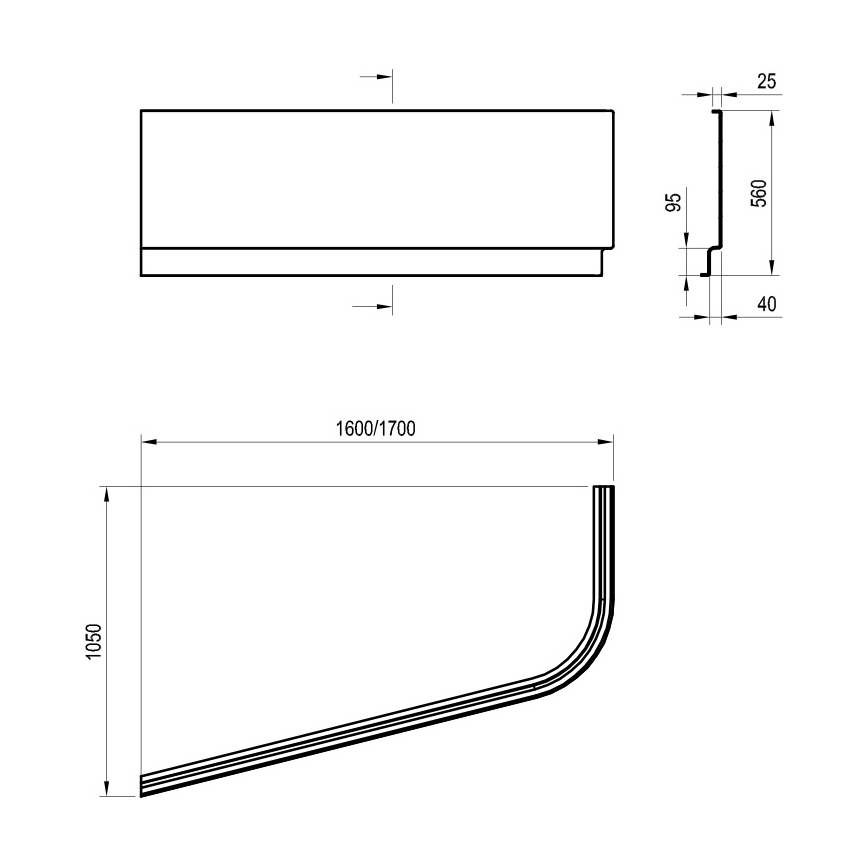 Ravak CZA4100A00 - Panel k vaňi CHROME 170x105 cm akrylát/biela