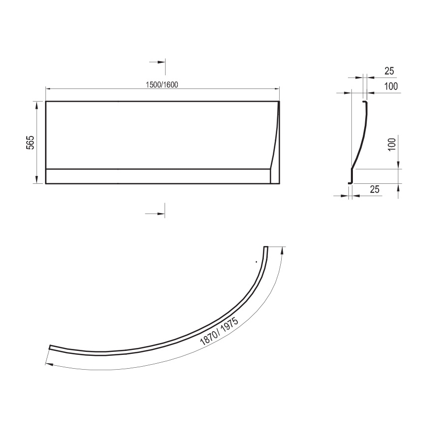 Ravak CZI1000A00 - Panel k vani AVOCADO 150 cm akrylát/biela