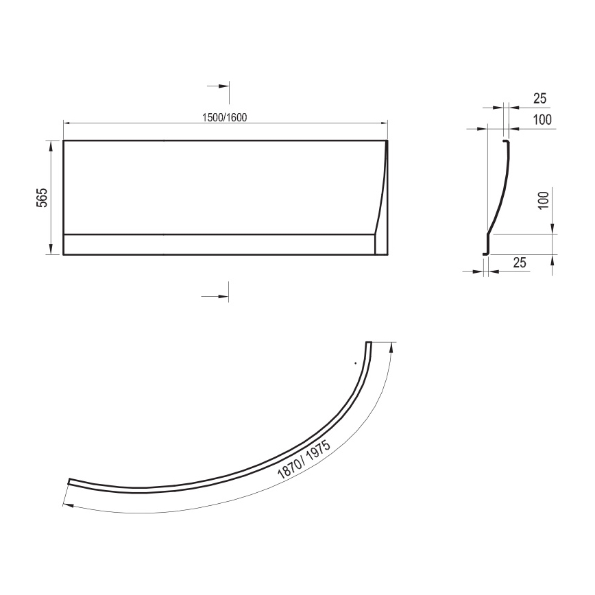 Ravak CZS1000A00 - Panel k vani AVOCADO 150 cm akrylát/biela